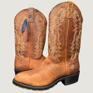 NWT Double H 1520 Work West Mens 11.5 D Brown Leather Cowboy Boots Aeroglide DSS